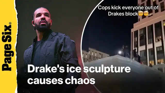 Video thumbnail for Ice sculpture teasing Drake's new album causes chaos