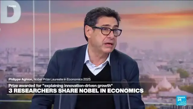 'Video thumbnail for Nobel economics prize goes to 3 researchers for explaining innovation-driven economic growth'