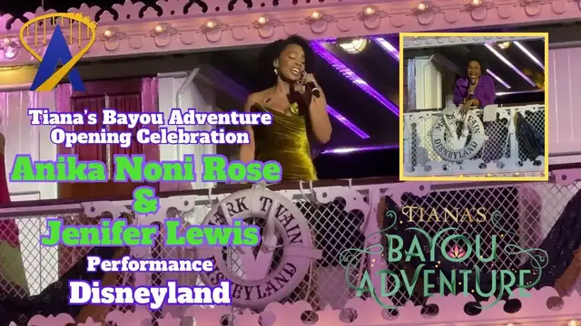 Video thumbnail for Anika Noni Rose and Jenifer Lewis perform at Disneyland for the opening of Tiana's Bayou Adventure
