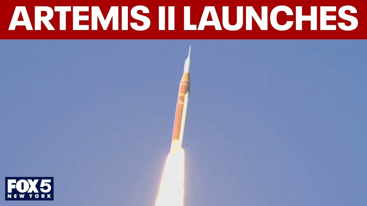 Video thumbnail for Artemis II takes off, launches into space
