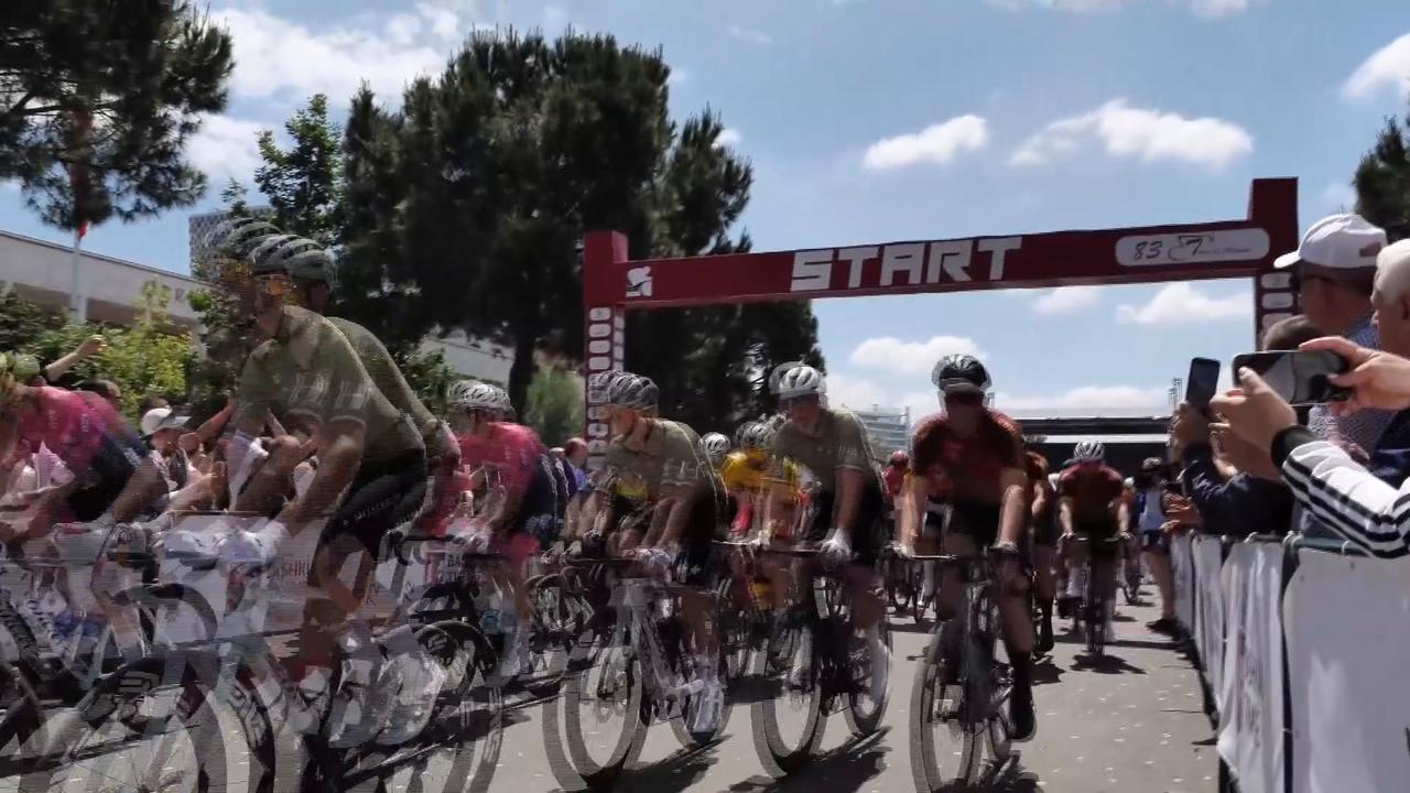 Video thumbnail for Albania: Cyclists race through Tirana as 83rd Tour of Albania begins.