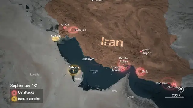 Video thumbnail for Iran: MOTION GRAPHICS - US, Iran exchange strikes in escalating conflict.