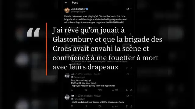 Video thumbnail for Liam Gallagher pousse un coup de gueule contre Glastonbury.