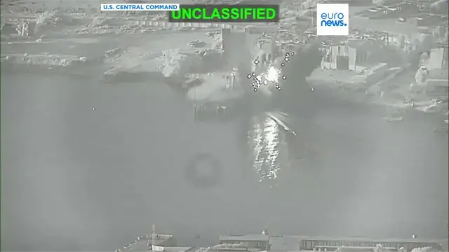 Video thumbnail for US releases video of sea drone strike on Iranian naval base