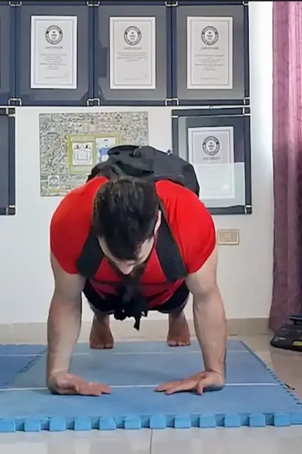 'Video thumbnail for Most back of hand push ups with a 40lb pack in one minute - 78 by Mohammad Abdul Kader Feido'