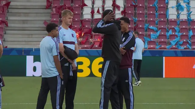 Video thumbnail for Austria: Aston Villa visits Salzburg Stadium ahead of UEFA Super Cup clash.
