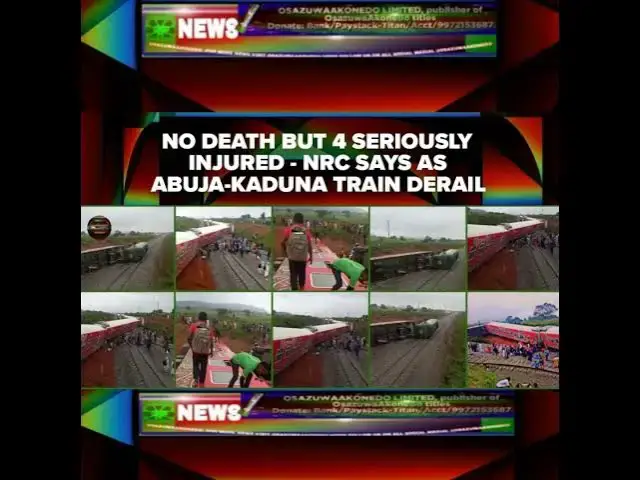 Video thumbnail for No Death But 4 Seriously Injured - NRC Says As Abuja-Kaduna Train Derail