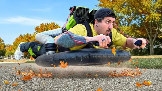Video thumbnail for jake carlini: building a diy hover suit with leaf blowers!