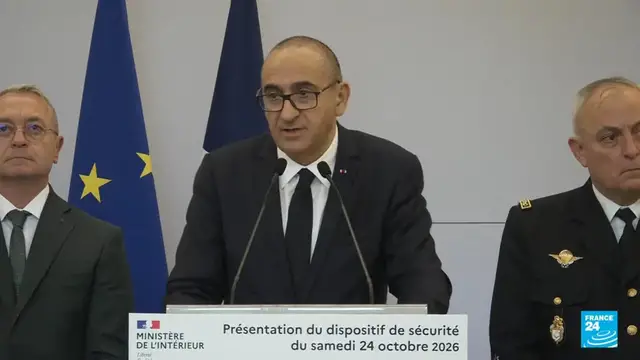 Video thumbnail for French Interior Minister holds presser on security arrangements ahead of protests