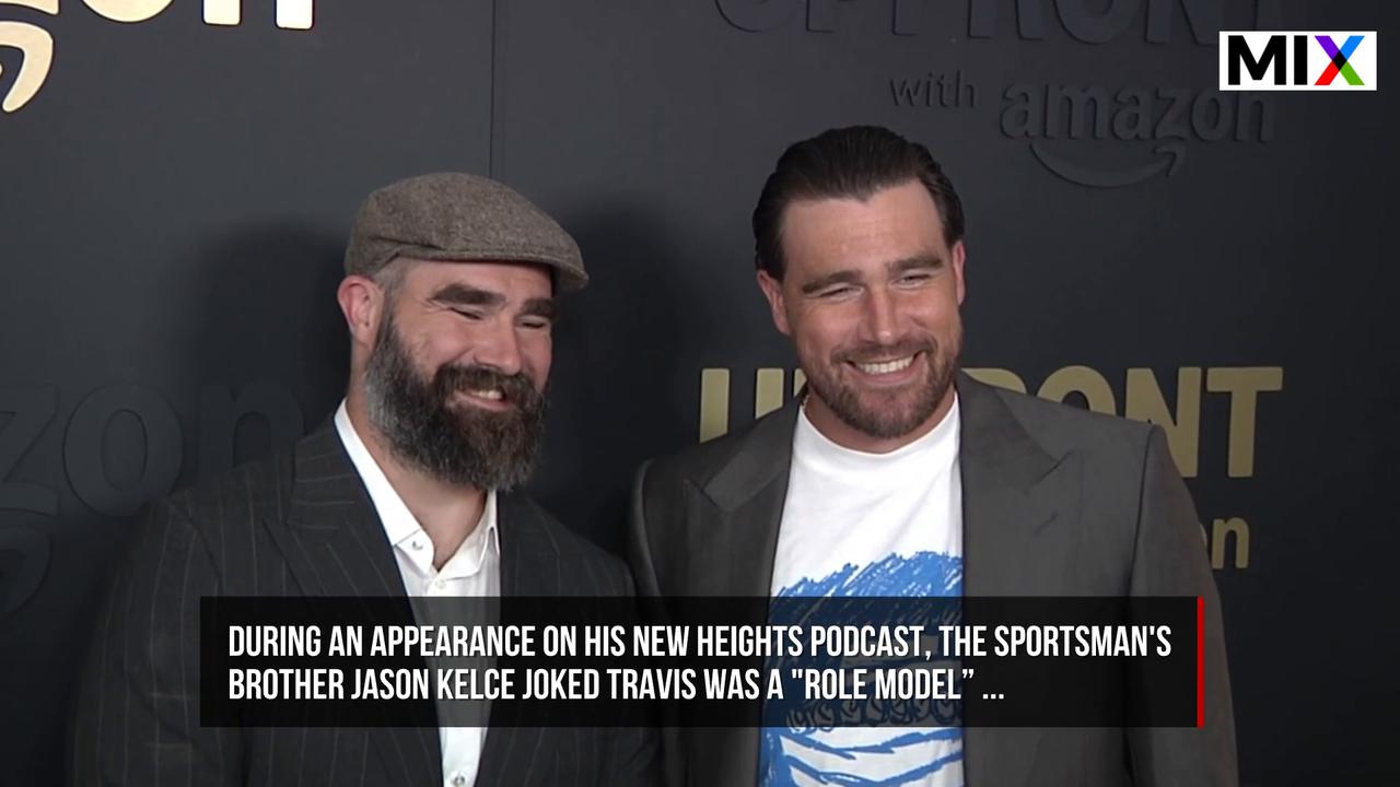 Video thumbnail for Travis Kelce defends his 'classy chug' and 'mock defeat' slump during a date night with Taylor Swift