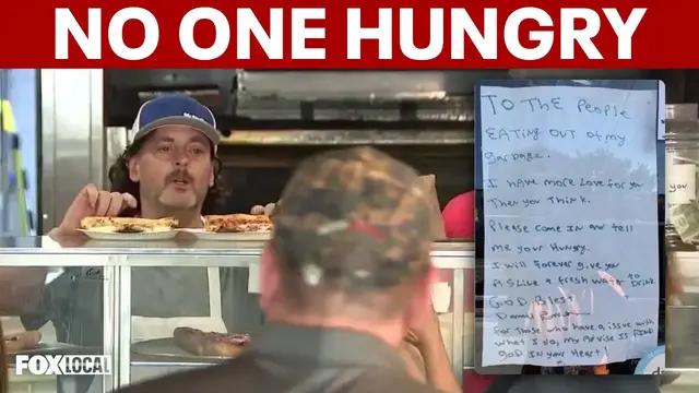 Video thumbnail for A Bronx pizzeria owner’s sign to people eating from his trash: ‘Come inside’