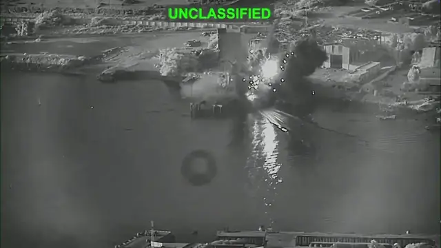 Video thumbnail for US strikes Iranian ship with drone boats in first-of-its-kind attack