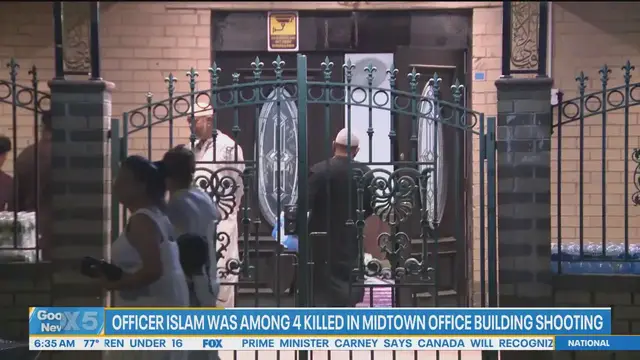 Video thumbnail for Community gathers in honor of Officer Islam, killed in Midtown shooting