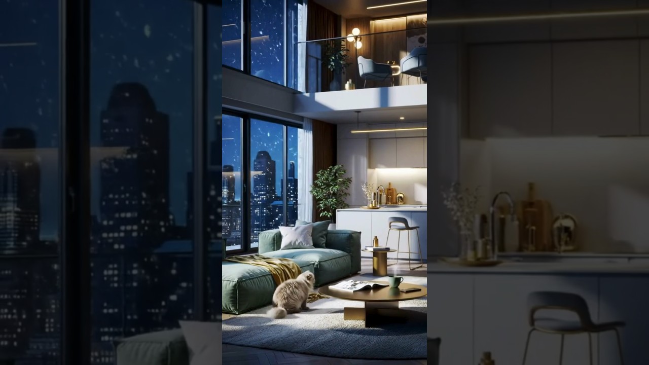 Video thumbnail for 嚮往的療癒小窩｜A Cozy Dream Home in a Snowy Night #AIshorts #3D動畫 #雪夜 #療癒 #貓咪 #LoftApartment