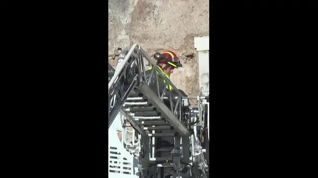 'Video thumbnail for Worker trapped after medieval Rome tower partially collapses'