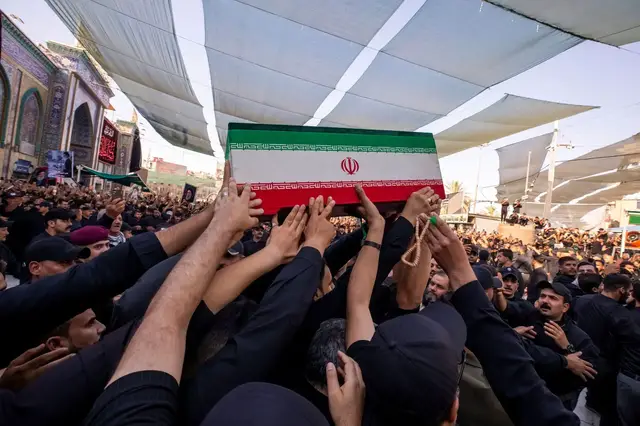 Video thumbnail for Khamenei’s coffin in Karbala on last stop before burial in Mashhad