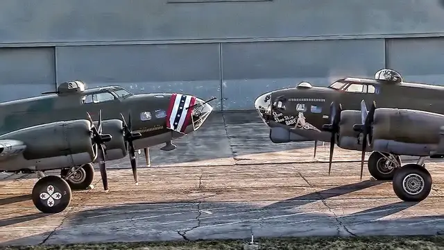 Video thumbnail for Restored WWII B-17s • Memphis Belle & Shoo Shoo Shoo Baby