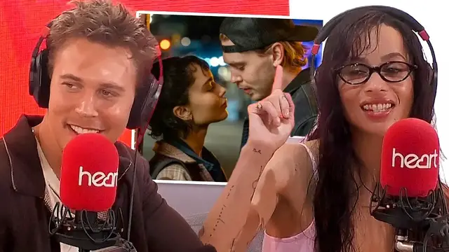 'Video thumbnail for Austin Butler and Zoë Kravitz on dating in 'Caught Stealing''