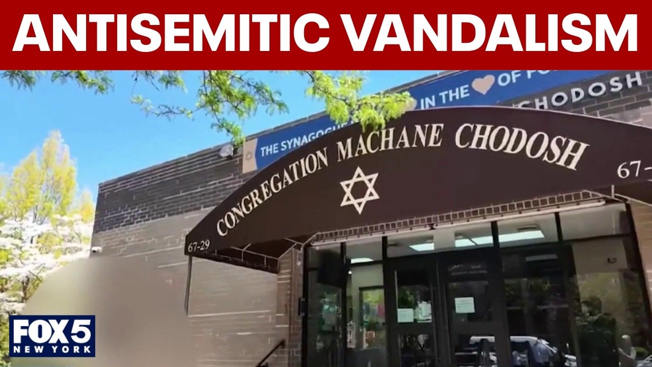 Video thumbnail for Synagogues, homes in Queens vandalized with antisemitic graffiti