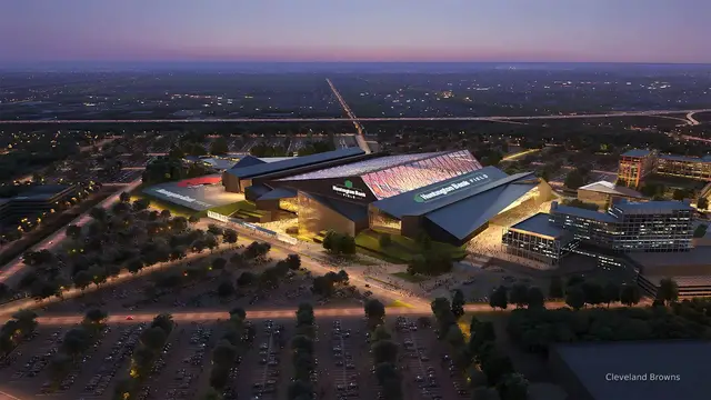 'Video thumbnail for Airspace trouble could threaten Browns’ new $2.4 billion suburban stadium'