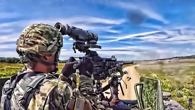 'Video thumbnail for Ma Deuce 50 Caliber Machine Gun Mounted On A Hummer'