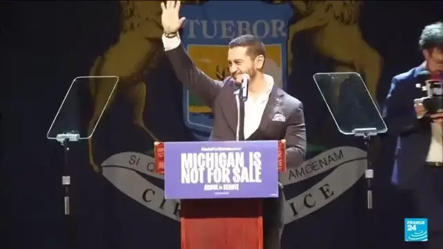 Video thumbnail for US: Progressive El-Sayed slightly ahead in high-stakes Michigan Democrats primary