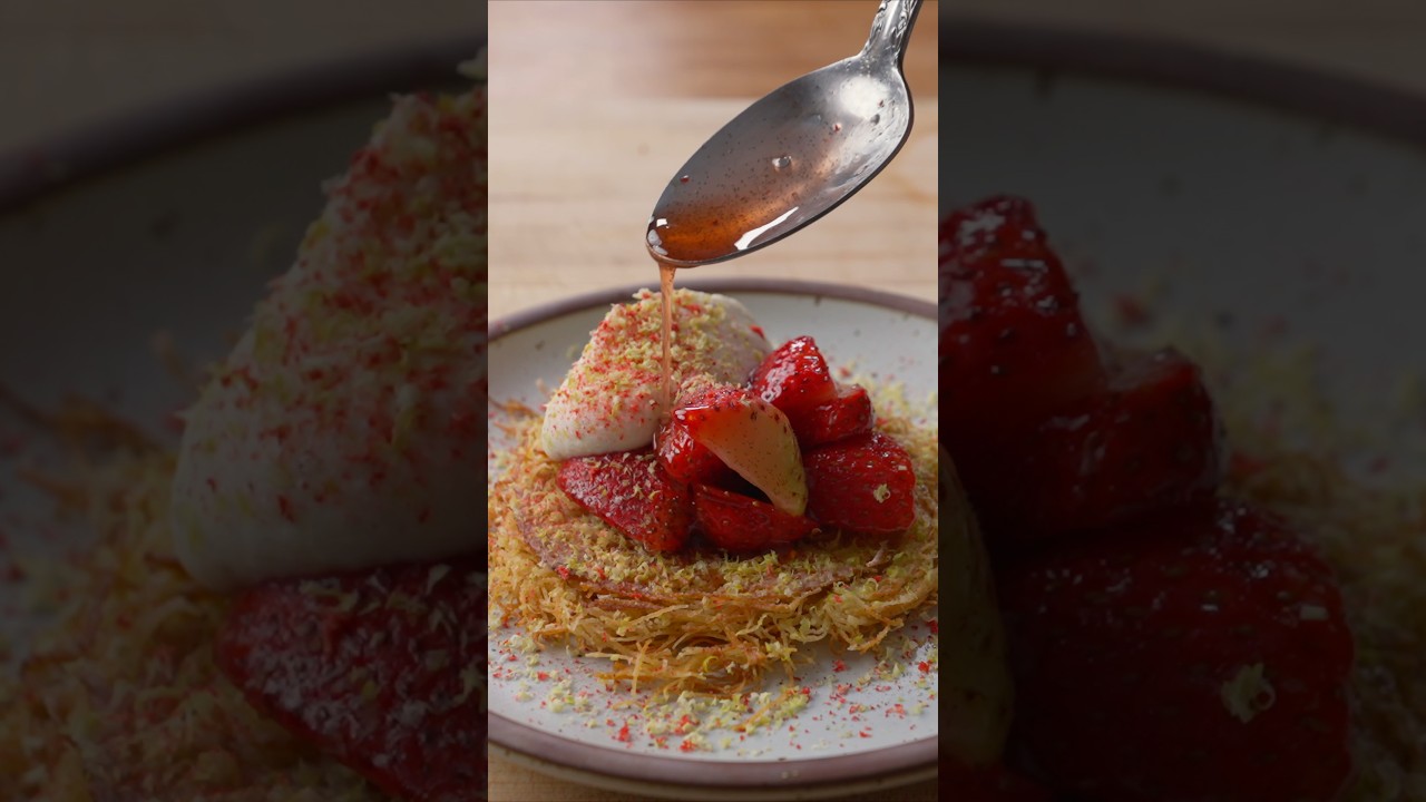 Video thumbnail for Toasted Kadayif & Strawberries