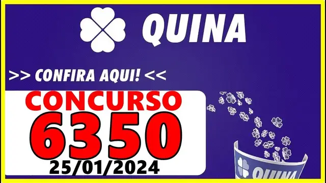 Video thumbnail for Resultado da Quina Concurso 6350 de hoje, quinta 25/01/2024 - Quina 6350
