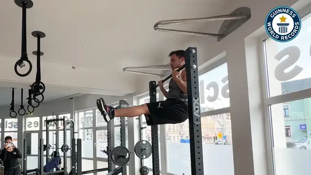 'Video thumbnail for Meet Benjamin Riether, the L-sit chin-up record holder'