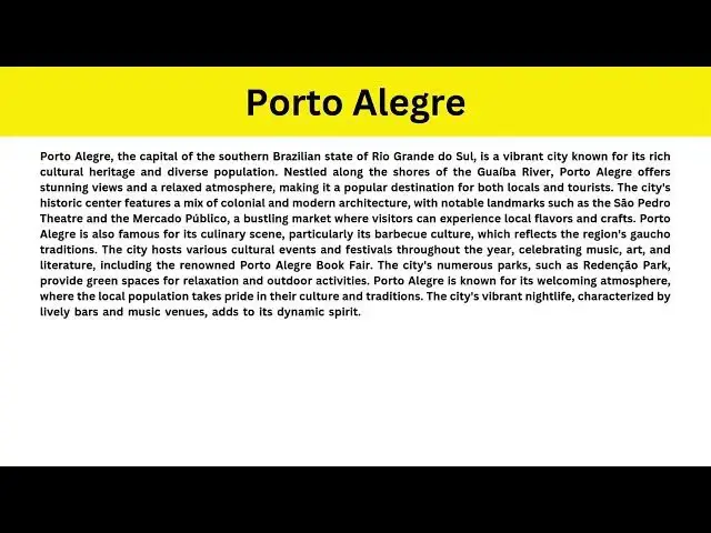 Video thumbnail for Short Paragraph on Porto Alegre