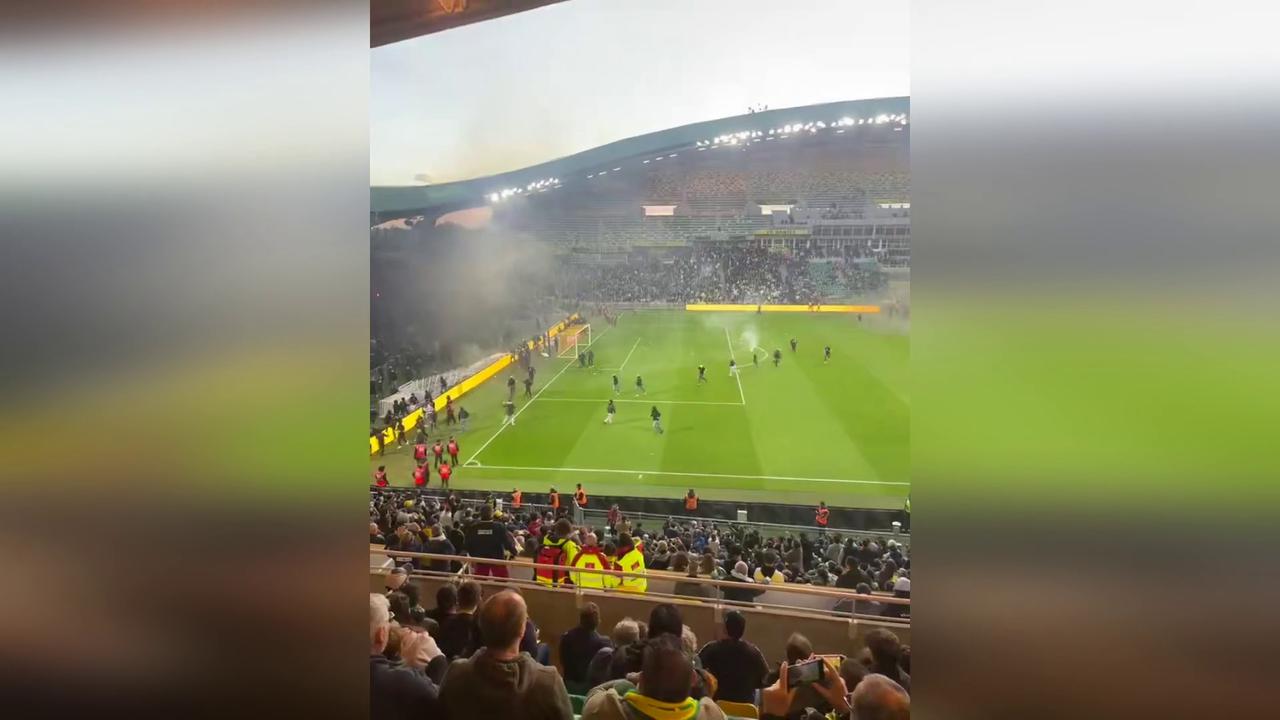 Video thumbnail for France: Nantes Fans Storm Pitch As Club’s Relegation Sparks Chaotic Ligue 1 Scenes.