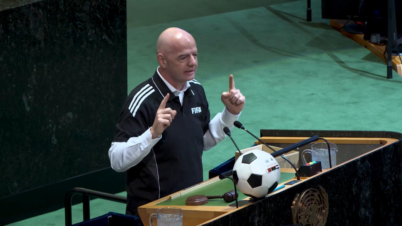 Video thumbnail for US: UN General Assembly marks World Football Day with FIFA’s Infantino.