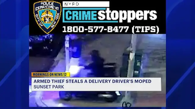Video thumbnail for Man on the run after moped robbery in Sunset Park