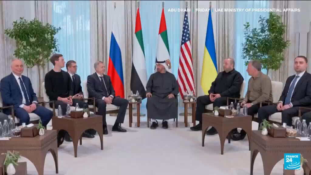 Video thumbnail for Russia, UK, Ukraine sit for tense talks in Abu Dhabi