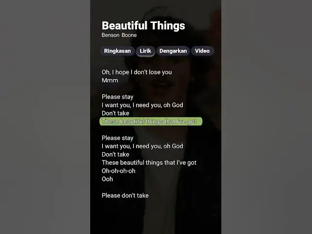 'Video thumbnail for Beautifull Things - Benson Boone (Lyrics) #bensonboone #beautifulthings #lyrics'