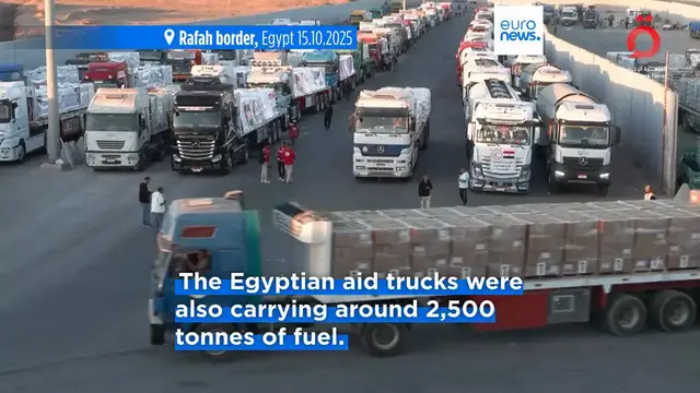'Video thumbnail for Aid begins to enter Gaza as Israel limits deliveries over alleged Hamas truce violations'