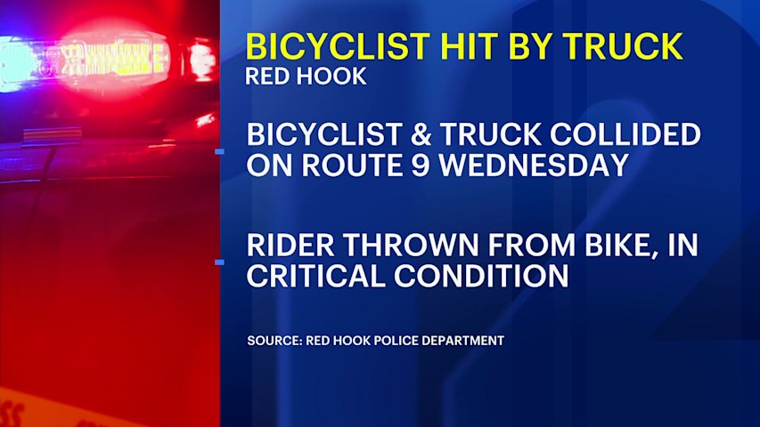 Video thumbnail for Bicyclist in critical condition after crash with truck on Route 9 in Dutchess County
