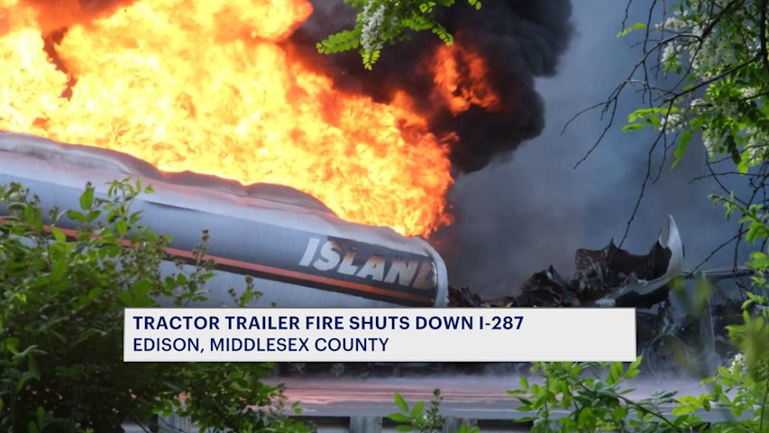 Video thumbnail for Route 287 shutdown at Exit 1 and 2 due to vehicle fire