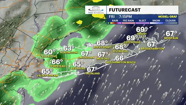 Video thumbnail for STORM WATCH: Tracking a few thunderstorms this evening, but showers go into Saturday morning as cold air moves over Long