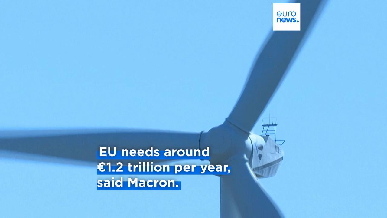 Video thumbnail for Macron pushes for EU common debt capacity to fund Europe’s future