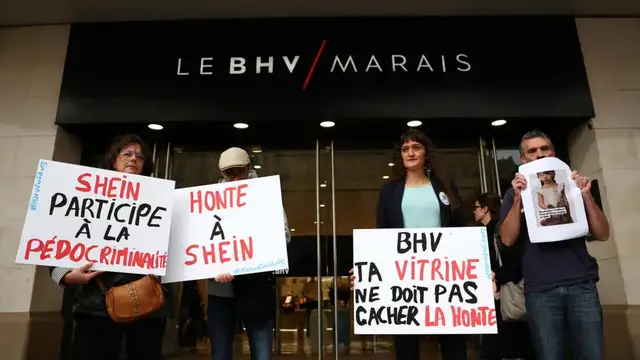 'Video thumbnail for Dozens queue ahead of Shein store opening in Paris, while dozens others protest'