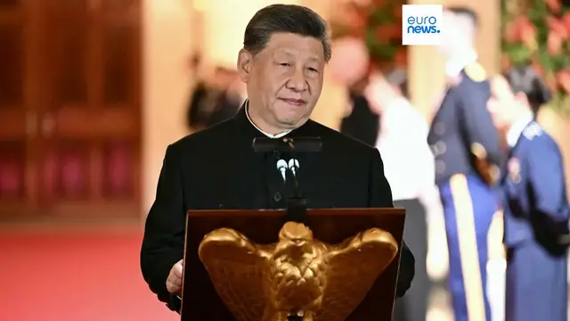 Video thumbnail for Toasts, handshakes and smiles: Moments from Xi’s White House state dinner
