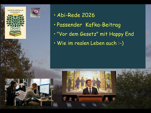 Video thumbnail for Kafka mit Happy End – Abi-Rede 2026 mit perfektem Abschluss dank Neufassung von "Vor dem Gesetz"