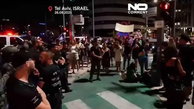 'Video thumbnail for Thousands rally in Tel Aviv to press for Gaza hostage release'
