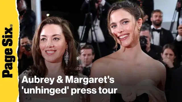 'Video thumbnail for Watch Aubrey Plaza, Margaret Qualley's unhinged 'Honey Don't!' press tour'