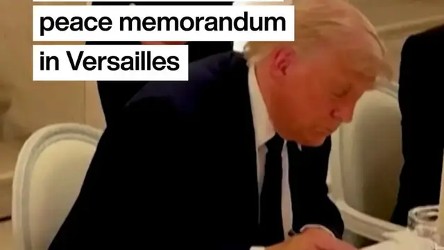 Video thumbnail for Iran-US: Donald Trump signs peace memorandum in Versailles