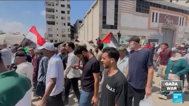 'Video thumbnail for Anti-war protest in Gaza City as Israel prepares offensive'