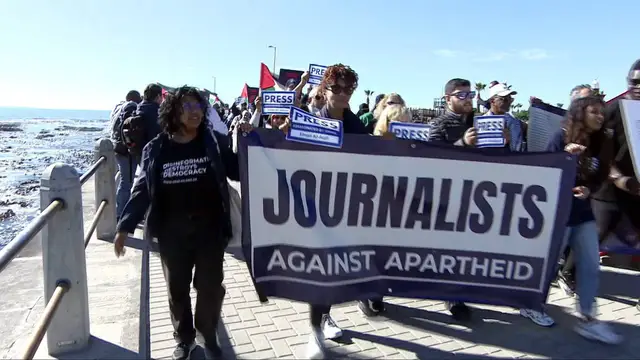 'Video thumbnail for South African journalists march for Gaza colleagues killed by Israeli forces'