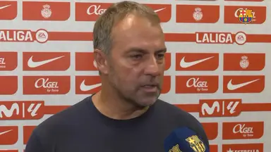 'Video thumbnail for 'I'm not happy' - Flick after Barca win 3-0 at 9-man Mallorca'