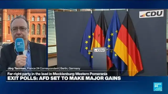 Video thumbnail for Exit polls show 'disaster' for Merz' CDU party in two state elections